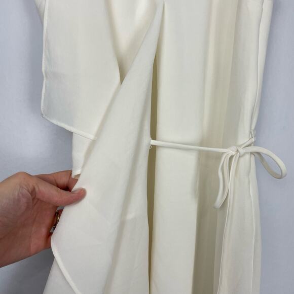 White House Black Market | NWT WHBM White Sleeveless Waterfall Ruffle Wrap Dress - Picture 8 of 11